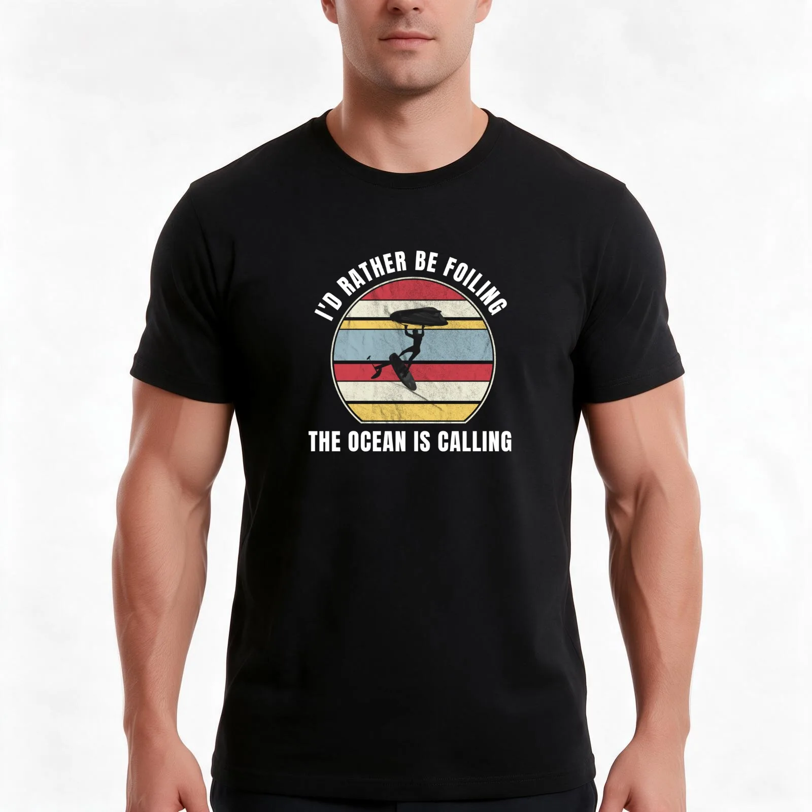Wing Foiling Wing Surfing Wingfoil I'd Rather Be Foiling Gift for wingers Surfing gifts Gift for surfers | T-Shirt, 100% Cotton