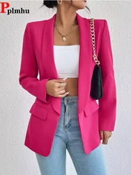 Candy Colors Fashion Blazer Slim Office Womens Chaquetas Formal Classic Ladies Suit Coat Korean Spring Fall No Buckle Abrigos