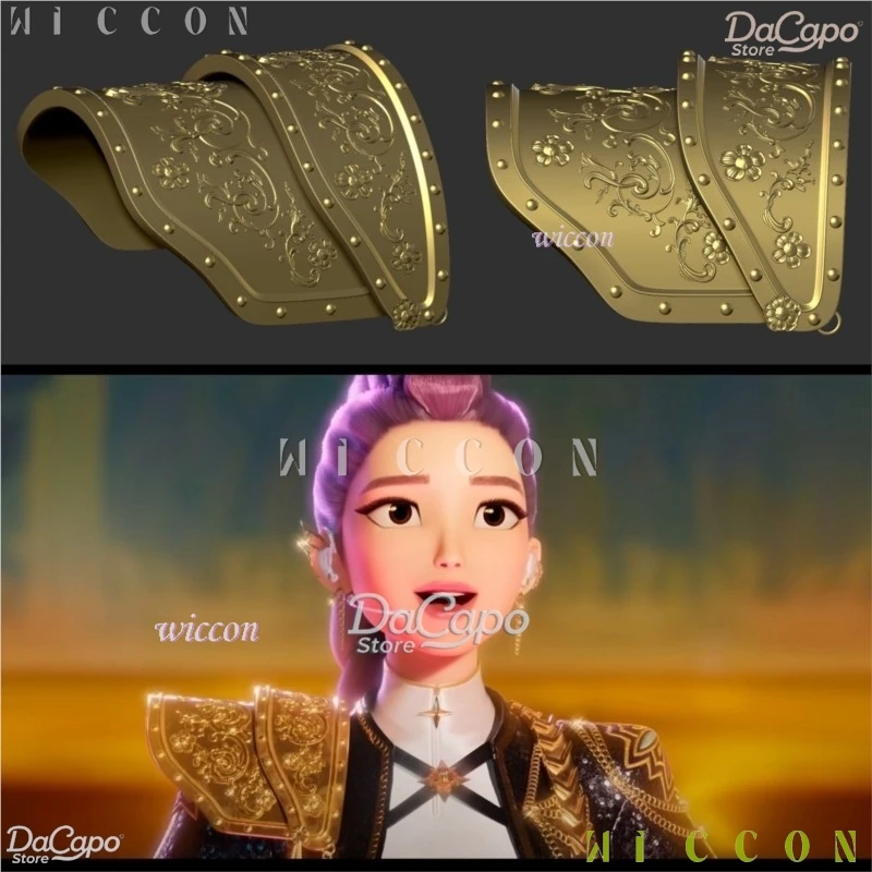 Traje oscuro para adultos Rumi zoey Mira armadura de hombro dorada pulsera de Color Prop Kpop Demon Hunter Cosplay HUNTRX Anime Acc