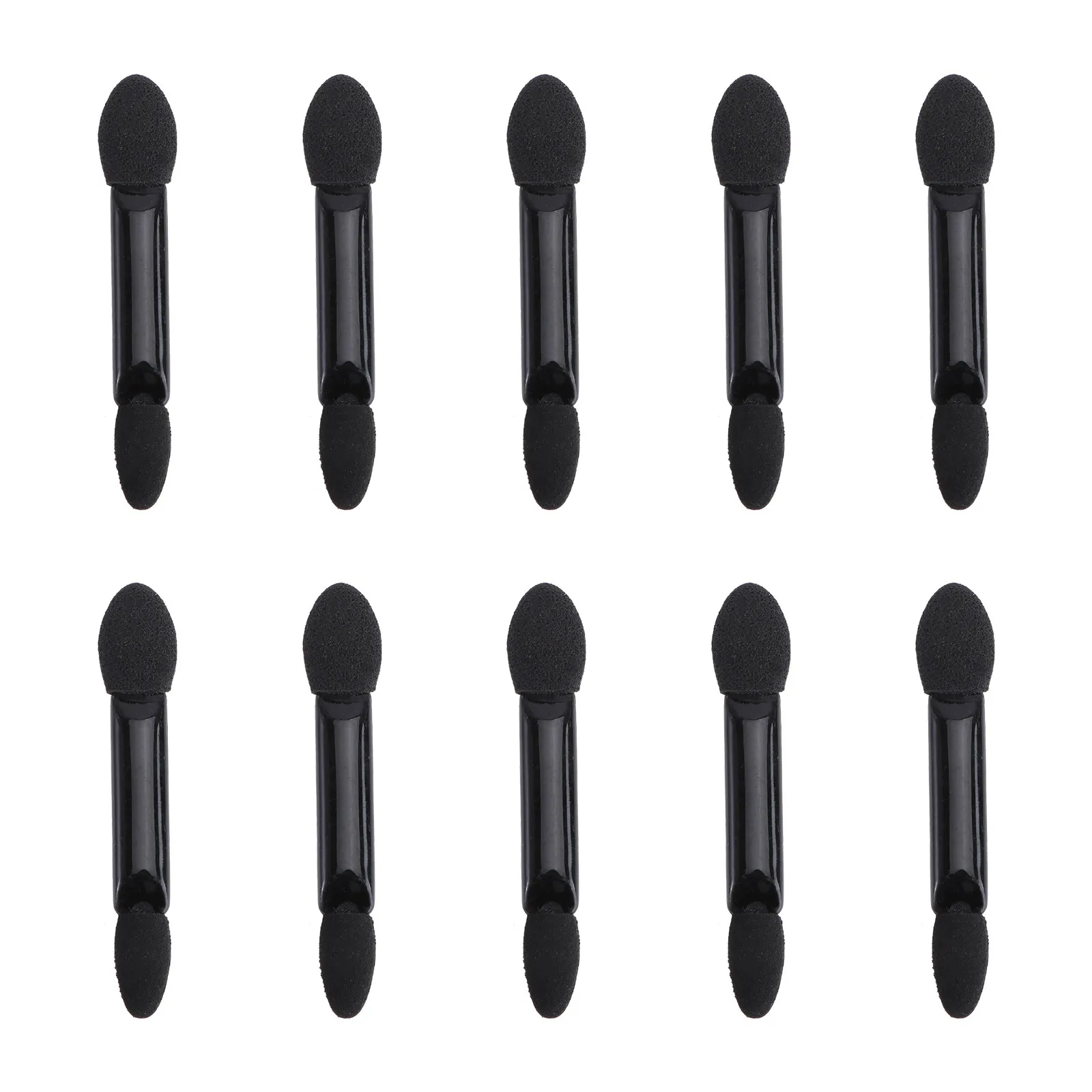 10Pcs Disposable Eye Shadow Sponge Applicator Dual Sided Black Handle Latex Oval Tips for Blending Contouring Travel Use