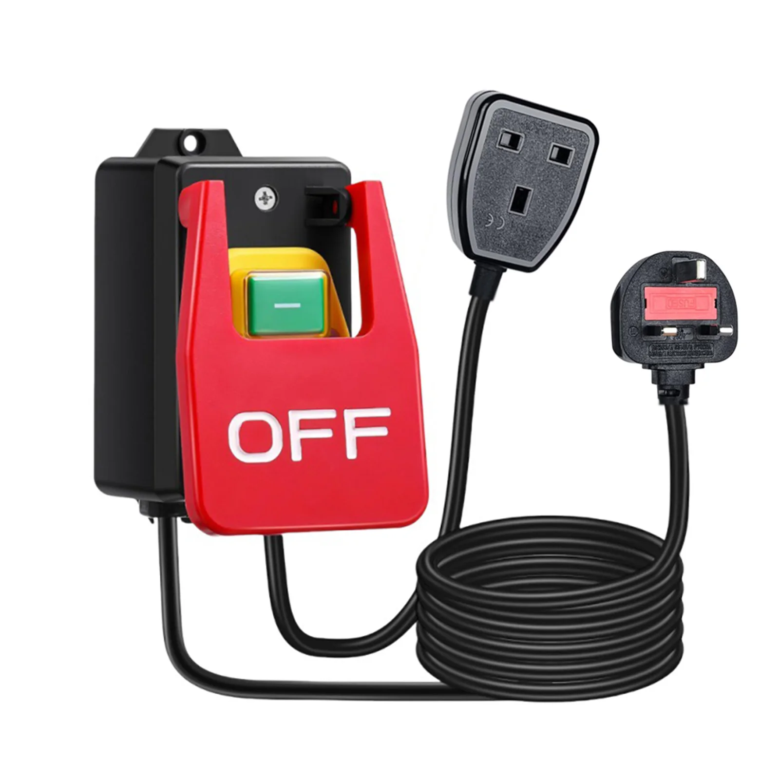 Single Phase Safety Zero Voltage Switch with Plug Machine Switch for Quickly Turn Off Lathe Milling Table Cutter 220V-250VAC