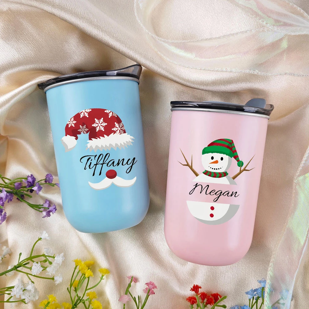 Personalized customized stainless steel cup, Christmas patterned beverage cup with lid, perfect for Christmas cup gifts view 5