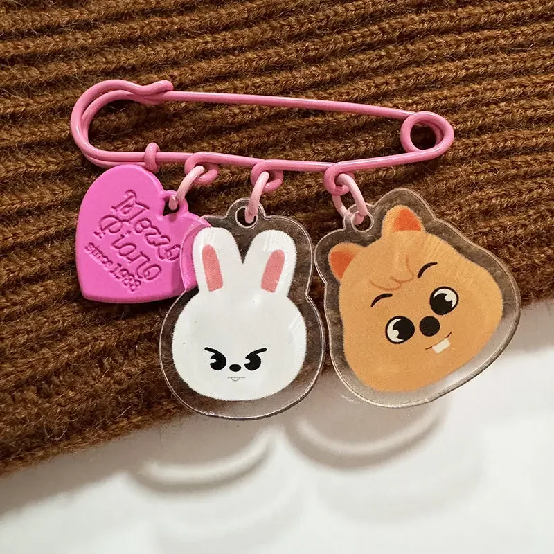 SKZOO 펠릭스 방찬 보이 밴드 KIDS 만화와 동일한 아크릴 더블 핀 키체인 액세서리 펜던트 액세서리
