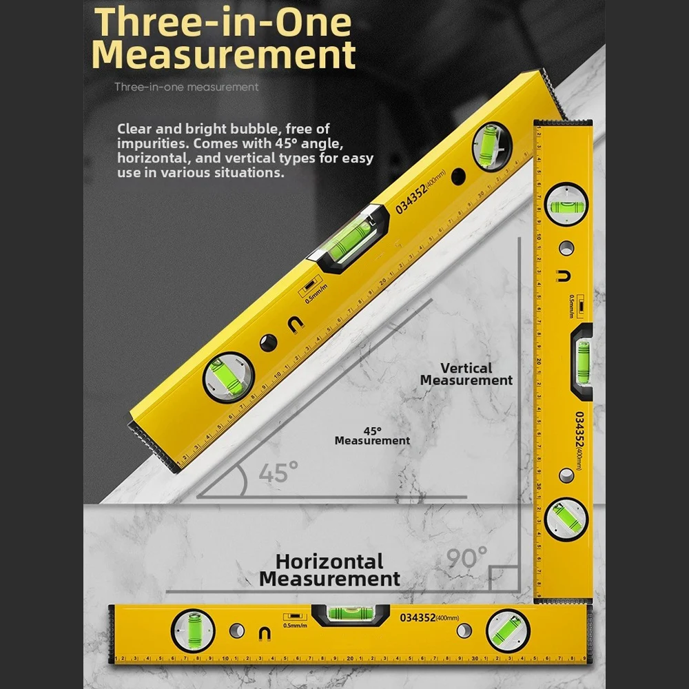 Magnetic Aluminum Level Ruler for Metal Surfaces with Amplified Fluorescent Bubbles 10cm 30cm 40cm Length Choices
