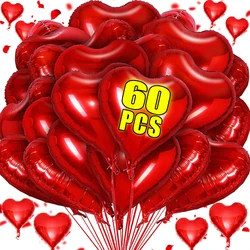Red Heart-shaped Foil Balloon Metal Mirror Love Heart Balloons for Valentine's Day Wedding Birthday Party Decorations Balloons