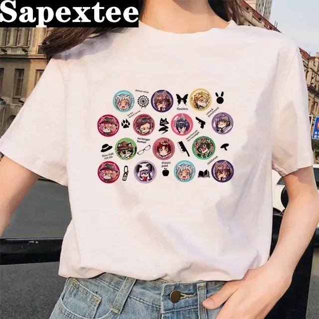 Bungou Stray Dogs Anime Funny Print Harajuku Top Women T-shirt Casual ladies basic O-collar Short Sleeved T-shirt Girl,Drop Ship