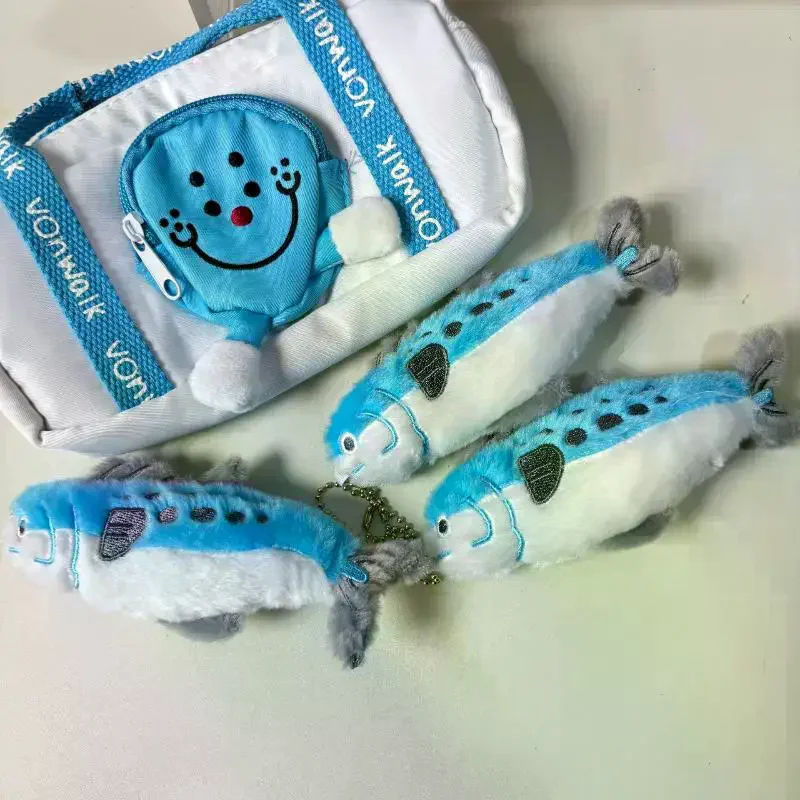 Uroczy, kreskówkowy breloczek z pluszową makrelą, zawieszka, ozdoba, wypchana rybka, brelok do kluczy, dekoracja do plecaka, prezent dla dziecka.