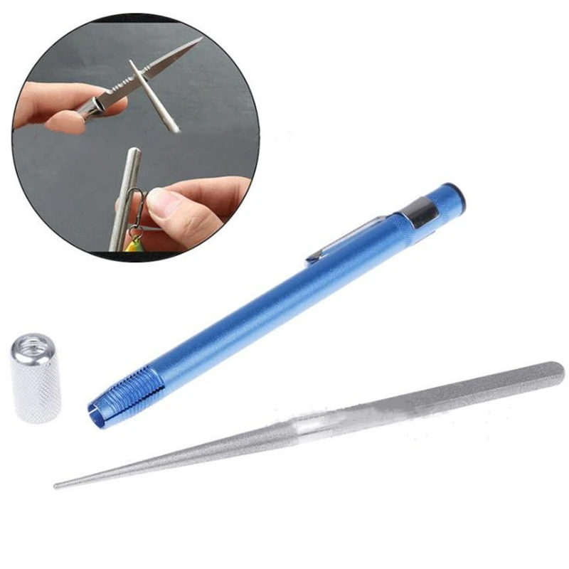 4 in 1 Diamond File Fishing Hook Sharpener Pen Sharpener Outdoor Tool Diamond Pen Shaped Knife Sharpener Hand Tool Carving Kit