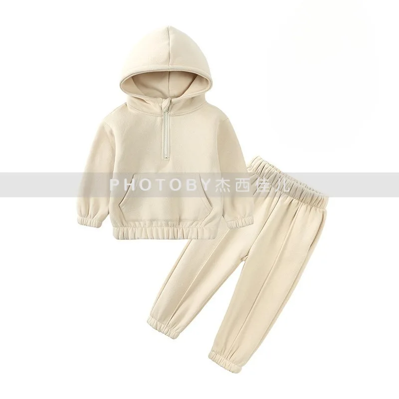 Hoodie Sweater Korean Two-piece Set Long Sleeves Long Pants Boys Grils Children Winter Autumn New Fashionable Solid
