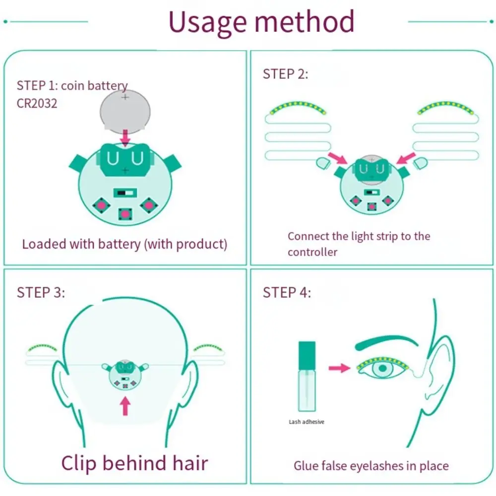 Gift Colorful LED luminous False Eyelashes Waterproof Creative Halloween Light Up Eyelid Paste Eyelash Lamp Flash Makeup Tool
