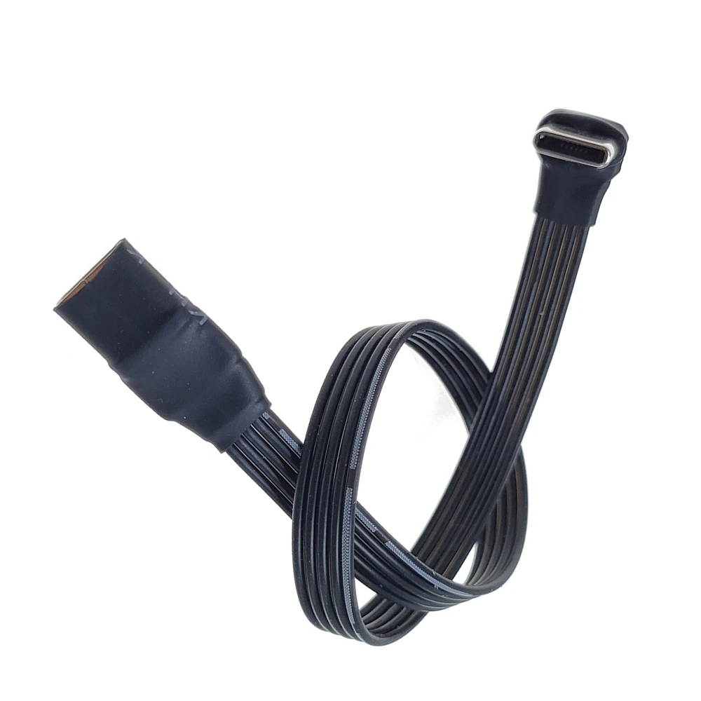 Płaski silikonowy kabel TYPE-C Przedłużacz typu C do kabla adaptera kolankowego USB-C Podwójny elastyczny kabel taśmowy Kabel PD Kabel do ładowania — zdjęcie produktu 4
