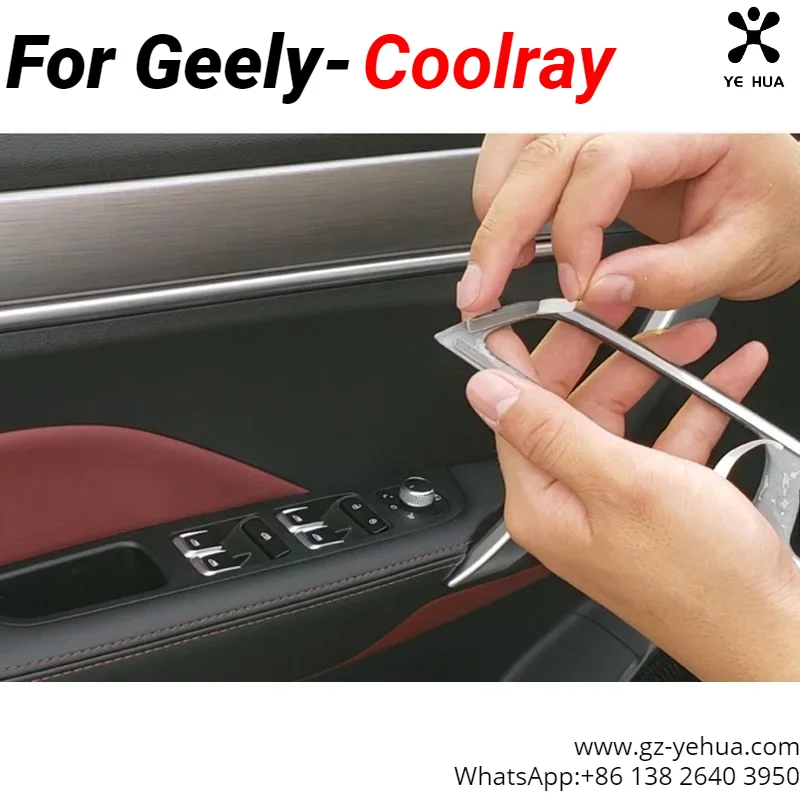 For Geely Coolray 2018-2021 BinYue Car Regulator Glass Armrest Panel Frame Decoration Accessories for Vehicles Stickers