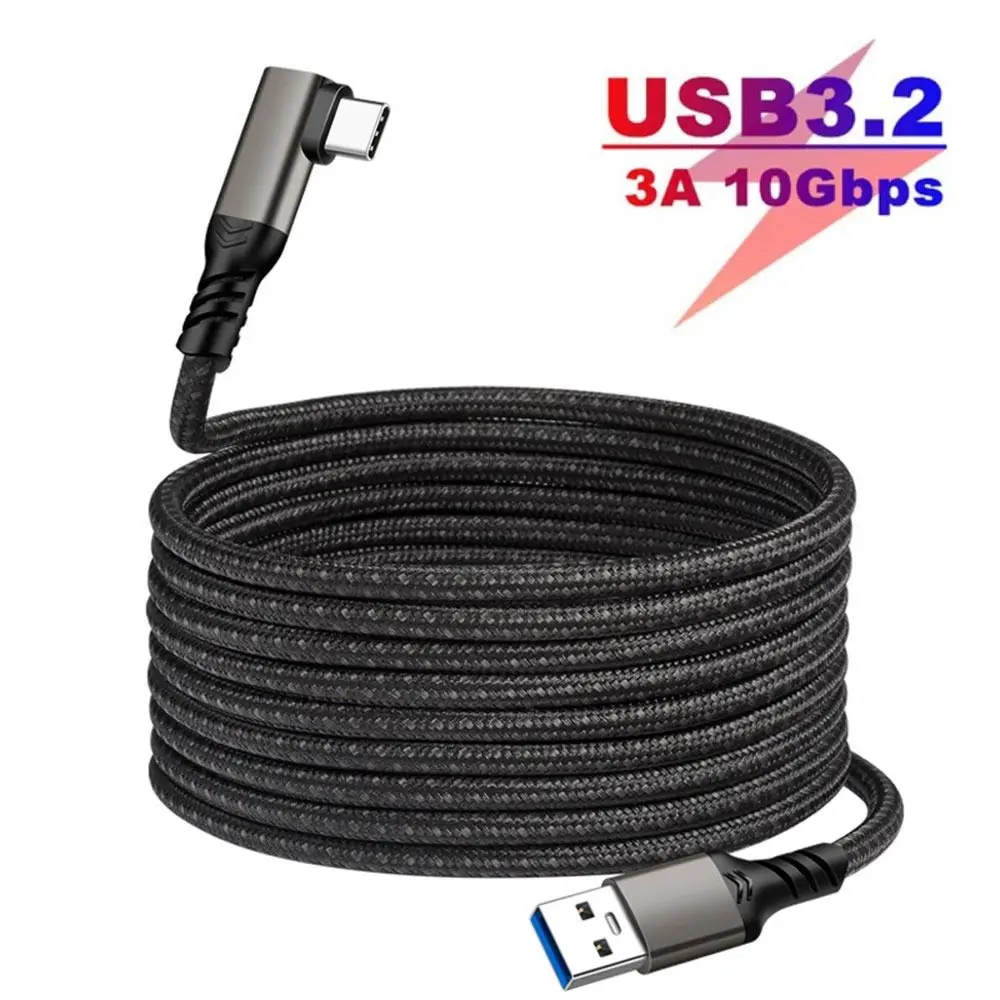 USB 3.2 Gen 2 Cable Elbow 10Gbps 3m 5m For Oculus Quest 1/2 VR Link Cable USB Type A to Type-C Fast Charging Camera Line