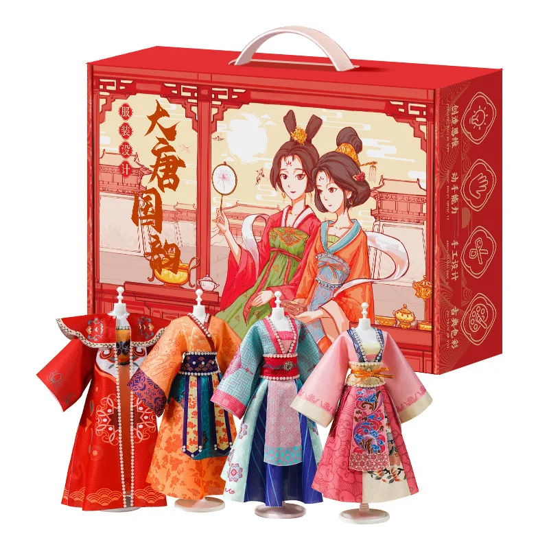 DIY dziecięca lalka Hanfu do cięcia i zmiany, ręcznie robiona kreatywna zabawka