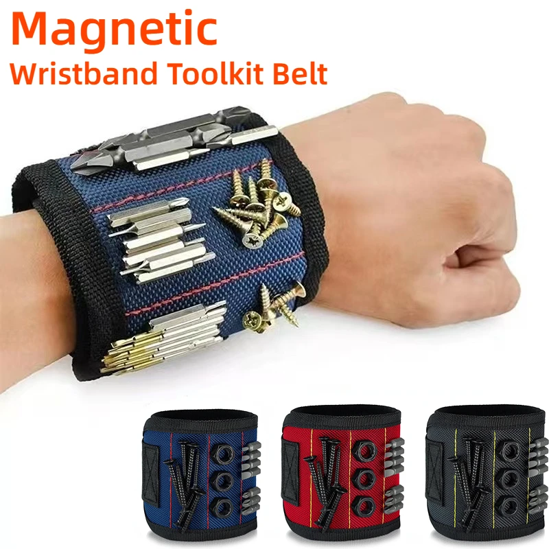 Magnetic Wristband Comes with 10 Strong Magnets Wrist Power Repair Tool Accessories for Screws Nails Bolts Drills Fasteners DIY