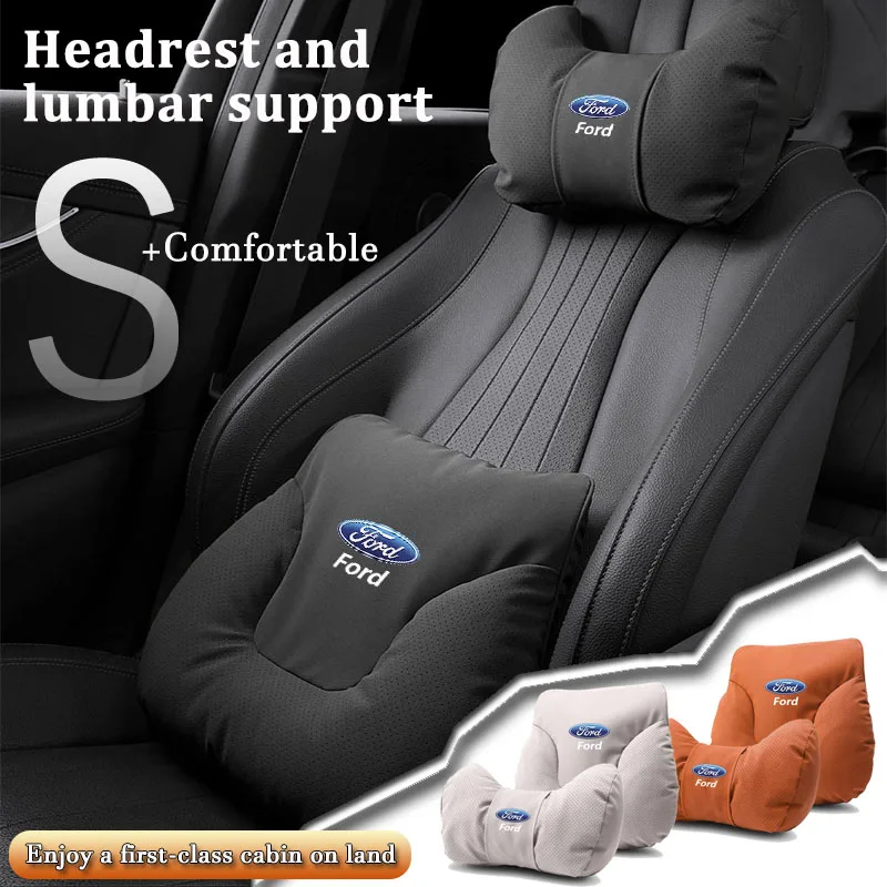 

Автокресло, мягкий подголовник, поясничная поддержка, подушка для шеи, дышащая кожа для Ford Focus Fiesta Mondeo MK2 MK3 Mustang MAX MK7 Taurus
