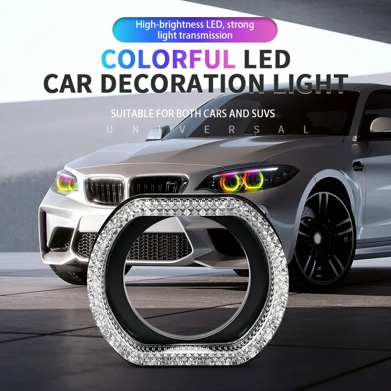 Motorcycle LED  Retrofit DRL Car Headlight 12V 5D RGB Angel Eyes Halo Rings Lights with Turn Signal Lights APP Bluetooth 