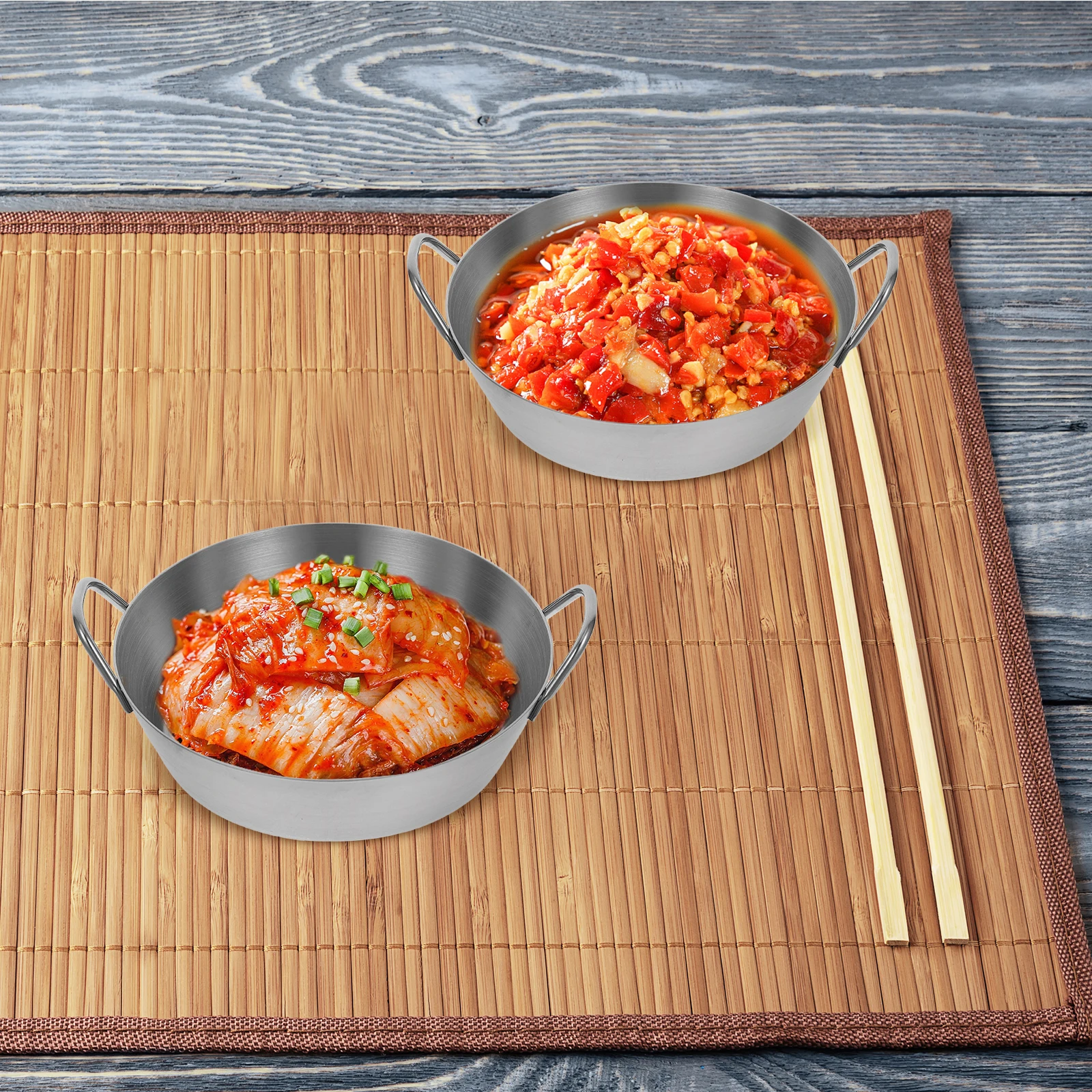 

3Pcs Stainless Steel Mixing Bowls Kitchen Prep Serving Salad Snack Sauce Bowls Multi Functional for Home Restaurant