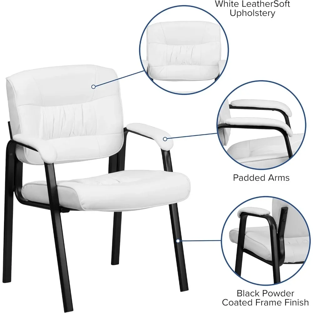

LeatherSoft Executive Reception Chair – Black Metal Frame with Padded Armrests & Adjustable Height, Ideal for Office Lobby