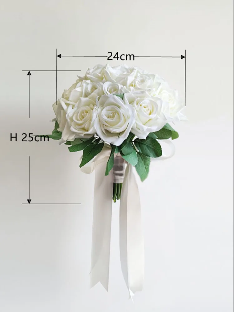 Wedding Bouquets White Bridal Bouquet Silk Flowers Artificial Roses Boutonniere Marriage Bridesmaid Corsage Wedding Accessories