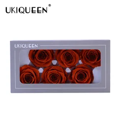6Pcs/Box B Grade Life Flower 5-6Cm Rose Head Wedding Party Decoration Lover Mother'S Day DIY Handmade Gift Artificial Flowers