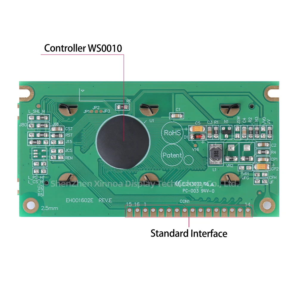 Black Background And Yellow Text OLED Display Screen 16PIN Parallel Interface Compatibility 1602 Character LCD Module Display