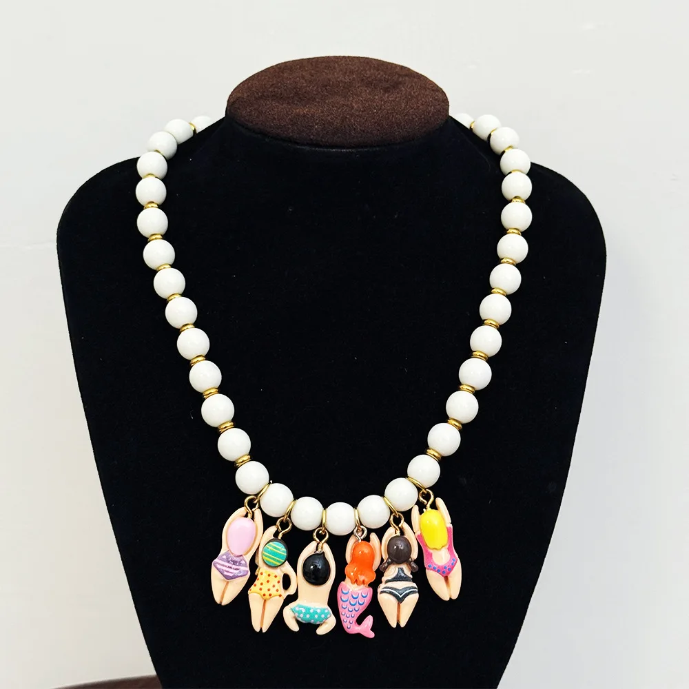 Fashion Personality Handmade Creative Summer Vacation Wind Swimming Mermaid Necklace Cartoon Funny Collarbone Chain