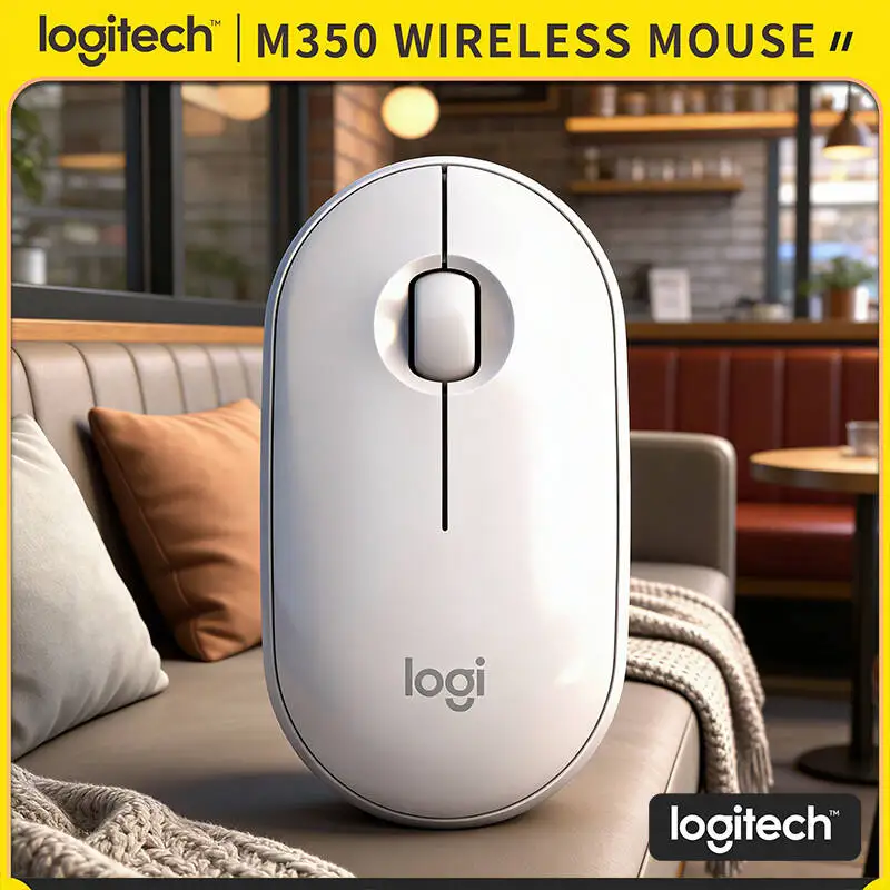 

Logitech M350 Pebble Travel Mouse - 77g Light, Dual Mode Connect, Silent Clicks, USB Storage, Fits Laptop Bag for Travel