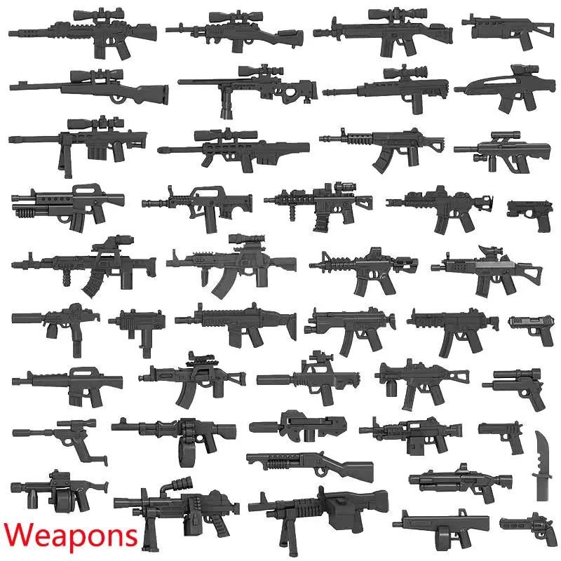 WWII Military Building Blocks Solider Figures Gifts Weapons Rifle Machine Gun Pistol Equipments Accessories MOC Mini Bricks Toys