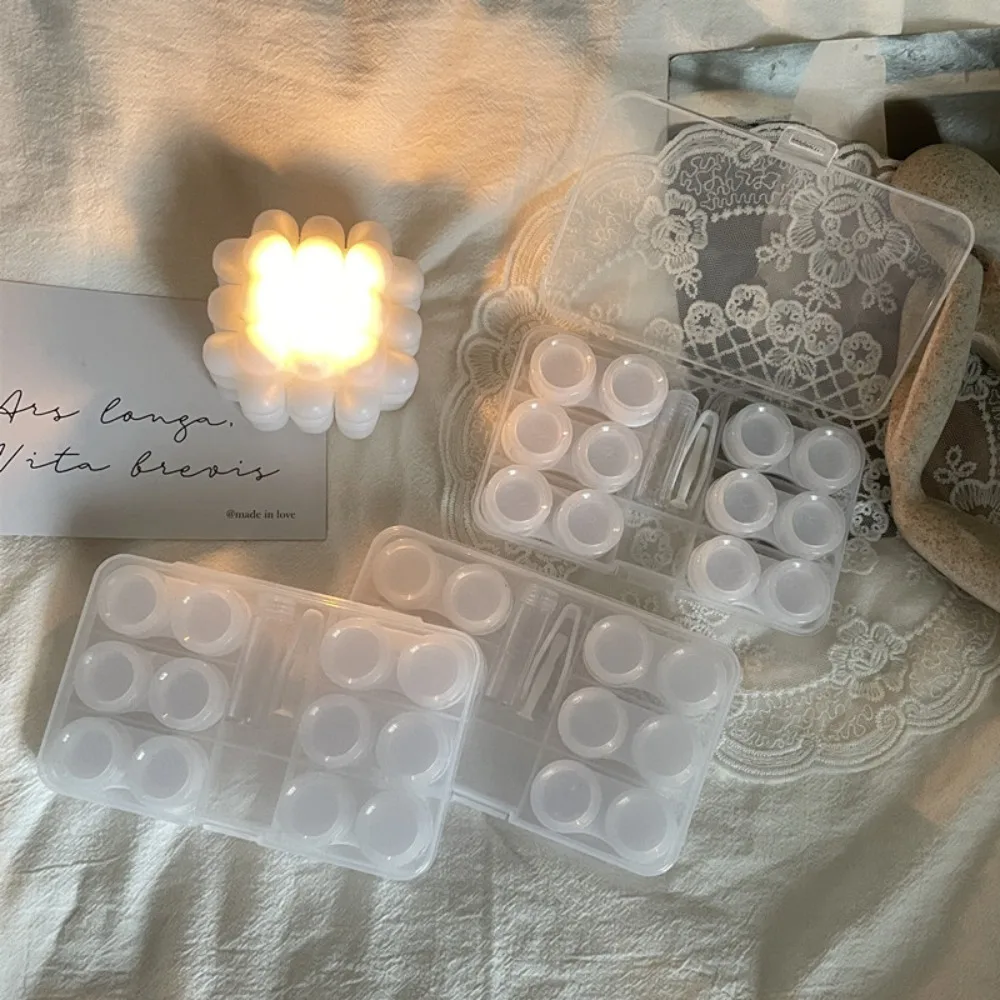 

6 Pairs/Set Large Capacity Contact Lens Case With Tweezer Stick Soak Container Travel Case Contact Lens Storage Box Beauty Pupil