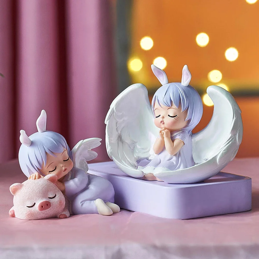 Kawaii Babykamer Decor Beeldjes Interieur Engel Beeldje Kinderkamer Accessoires Meisje Fairy Tuin Decoratieve Figuur Decoratie