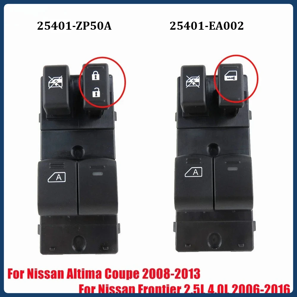 25401-EA002 25401-ZP50A Interruptor de elevalunas eléctrico delantero izquierdo para Nissan Frontier 2 puertas 2006-2016 Altima Coupe 2008-2013