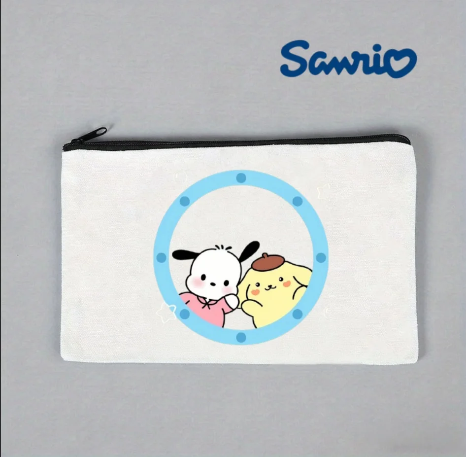 

1PC Sanrio Pochacco & Pom Pom Purin Canvas Makeup Bag, Double Sided Cosmetic Pouch
