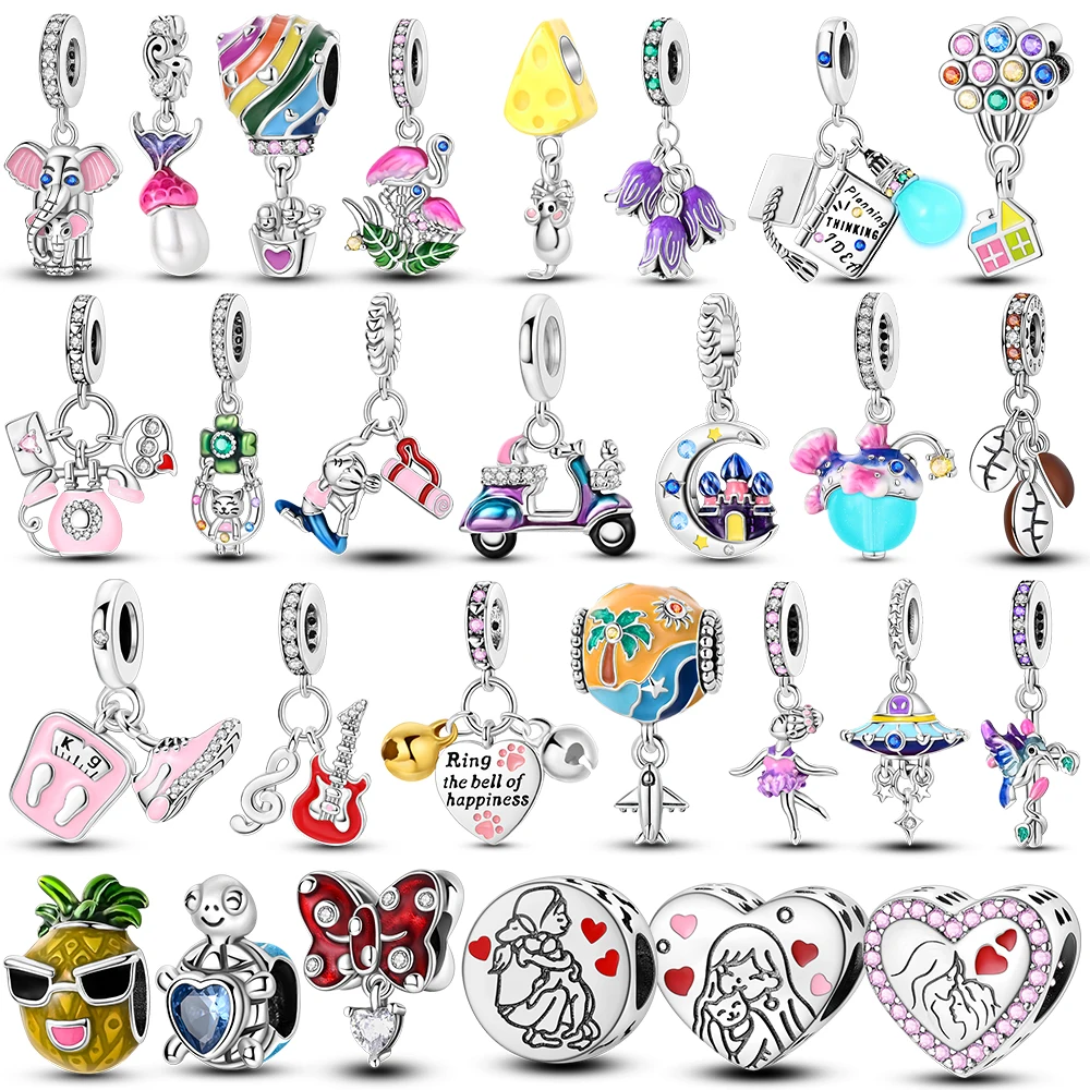 

Silver Plated Hot Air Balloon Cat Charms Fit Original Bracelet Charm Beads Pendent Dangle DIY Jewelry Gift For Woman
