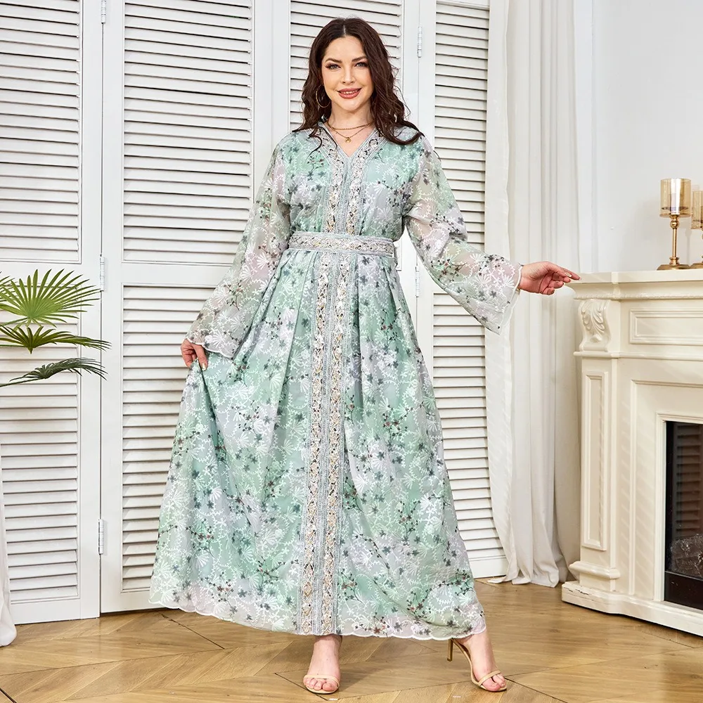 Wholesale Middle Eastern Dubai Abaya New Beaded Sequin Evening Gown Muslim Dress