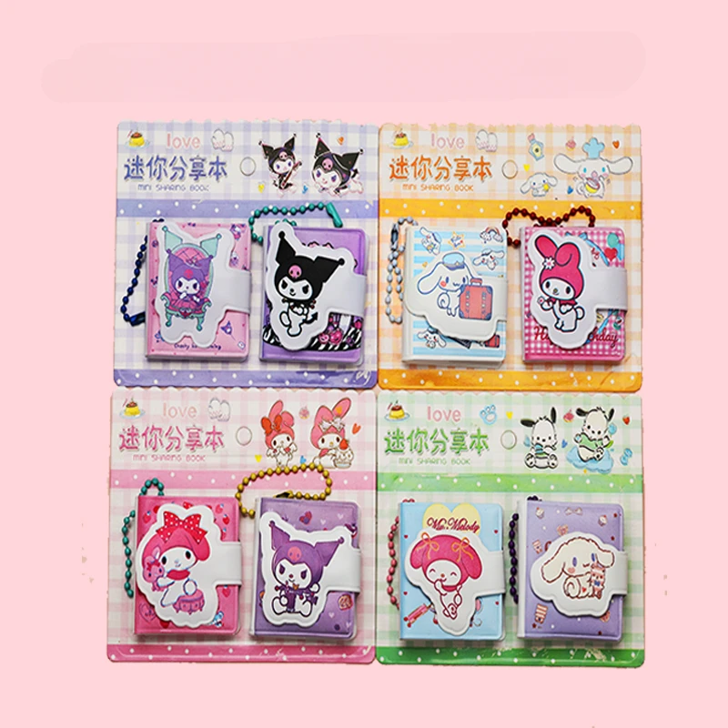 2Pcs Sanrio Notebook Keychain Cute Kuromi Melody Cinnamoroll Anime Portable Small Notebook Keychain Portable Notepad