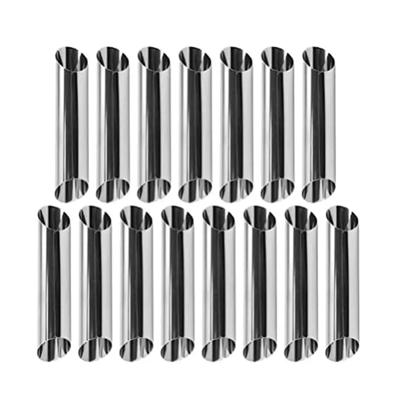 

A67K-Brioche Bread Loaf Cannoli Tubes Stainless Steel Cannoli Forms 15Pcs Non-Stick Cream Horn Danish Pastry-Molds Easy To Use