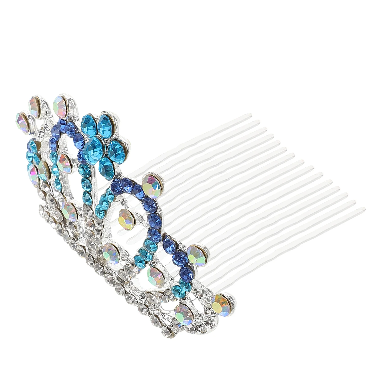 

Rhinestone Tiara Crystal Comb Clips Bridal Wedding Hair Accessory Accessories Blue Flower Headpiece