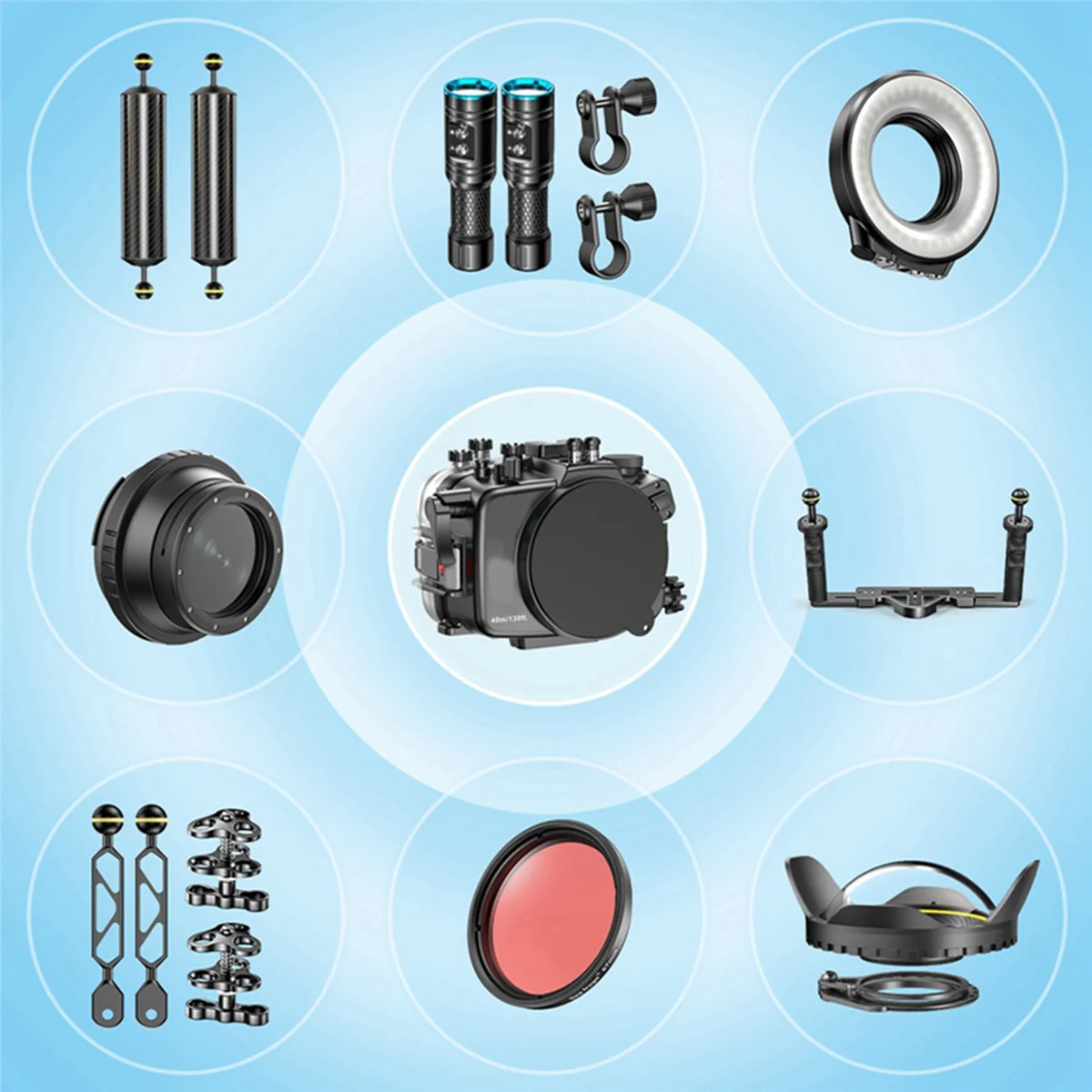 For SLR Camera 67mm Portable Waterproof Wide Angle Dome Port Lens Housing Case Underwater Diving Parts,20.8x19x8.3cm