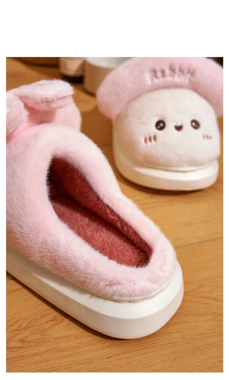 New Women Winter Plush Fluffy Slipers Slides Cute Cartoon Fury Supple Cotton Slippers Ladies Indoor Home Non-slip Warm Shoes