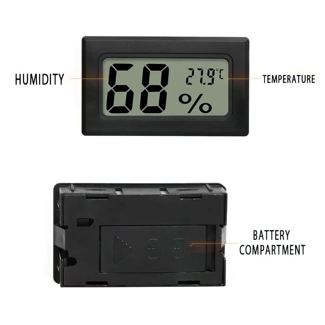 Digital Thermometer Hygrometer Mini Environment Environmental Humidity Monitoring Device Built-in Probe ℃/℉ Display Black White