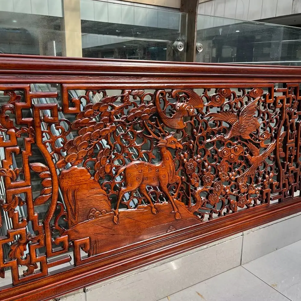 Dongyang Wood Carving Fu Lu Shouxi Wall Hanging Decorative Painting Chinese Plaque Living Room Sofa Background Wall Decor