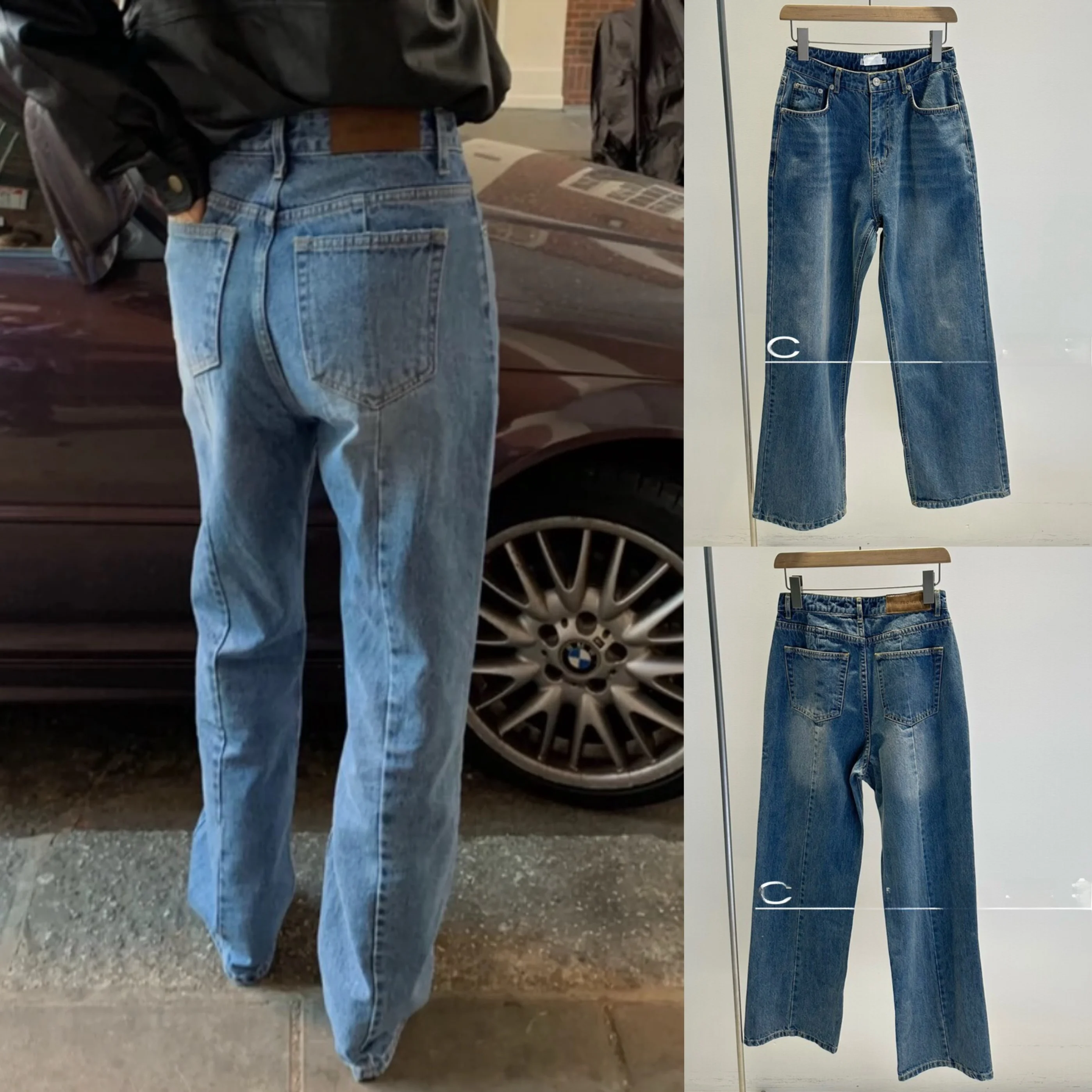 

High Waist Loose Straight Leg Blue Jeans Casual Waed Denim Spring 2025 Women's Premium Faion High Waist Straight Leg Jeans