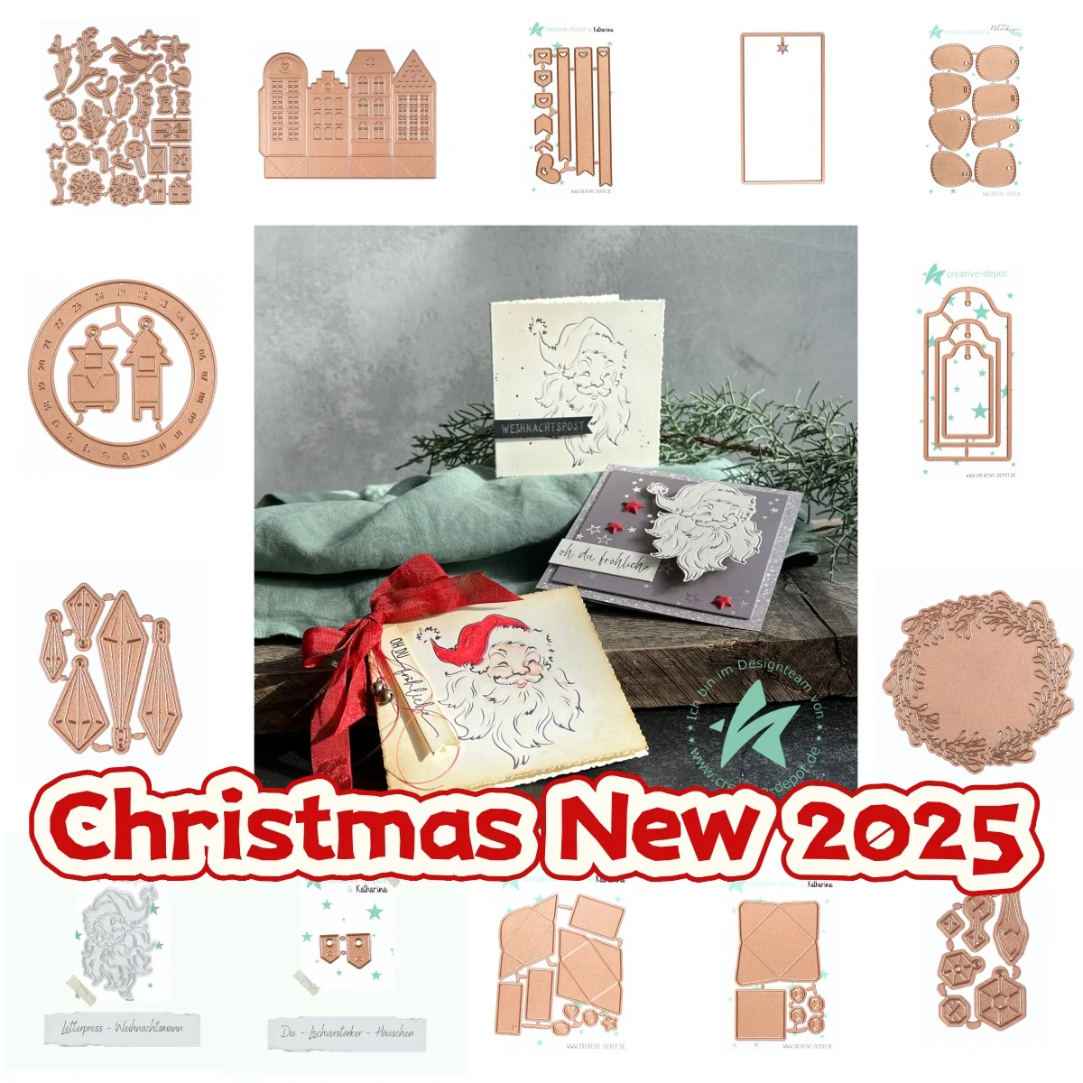 

2025 November Christmas Santa Claus Houses Tags Heart Wreath Pendant Metal Cutting Dies Hot Foil for DIY Scrapbook Diary