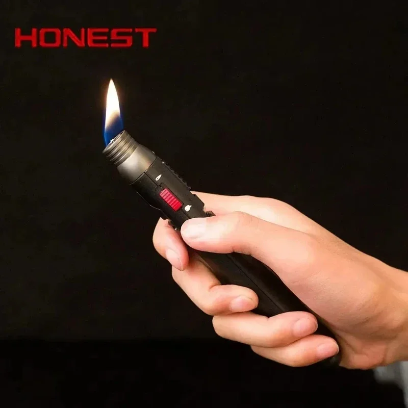 Briquet gonflable à charge directe à flamme bleue honnête, petit pistolet de soudage en métal à Double feu, utilisation de cigares, cadeau Portable pour hommes