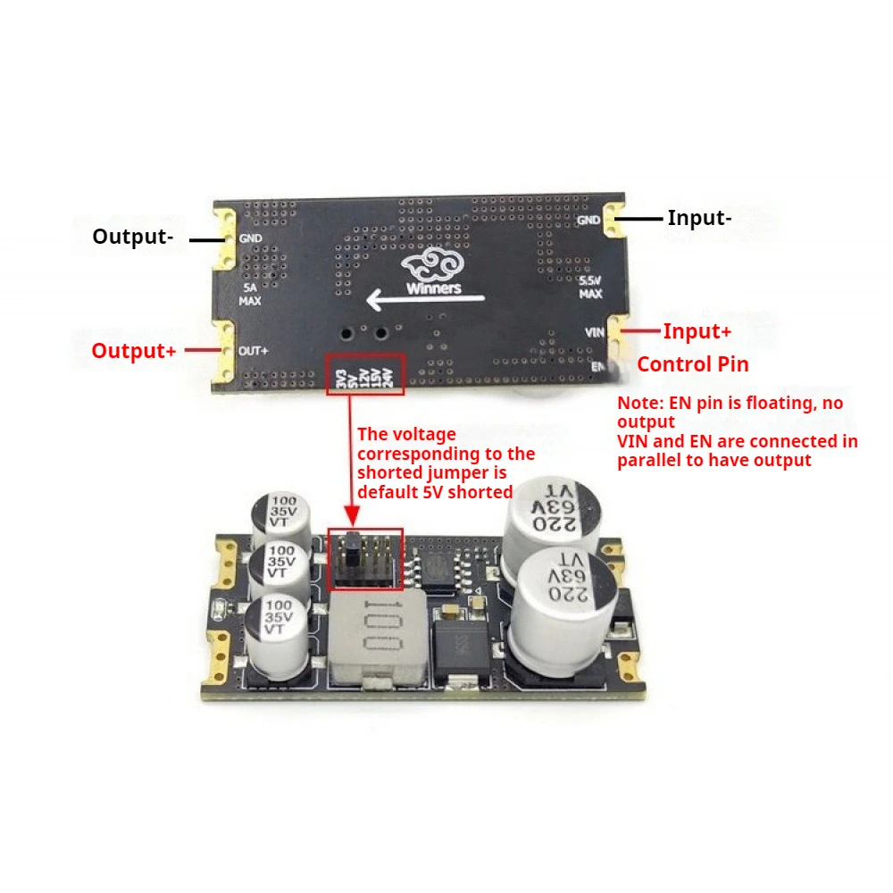 

Step-down Power Supply Module DC-DC Converter DC5-55V to DC3.3V/5V/12V/15V/24V 5A Max Step-down Power Supply Board