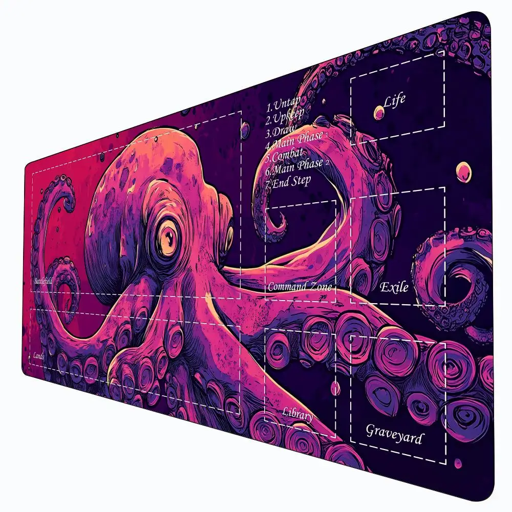 

Magic Playmat card gaming mat with zone Neon giant octopus mtg playmat 35X60cm Desk Mat gathering game mat magic card rug