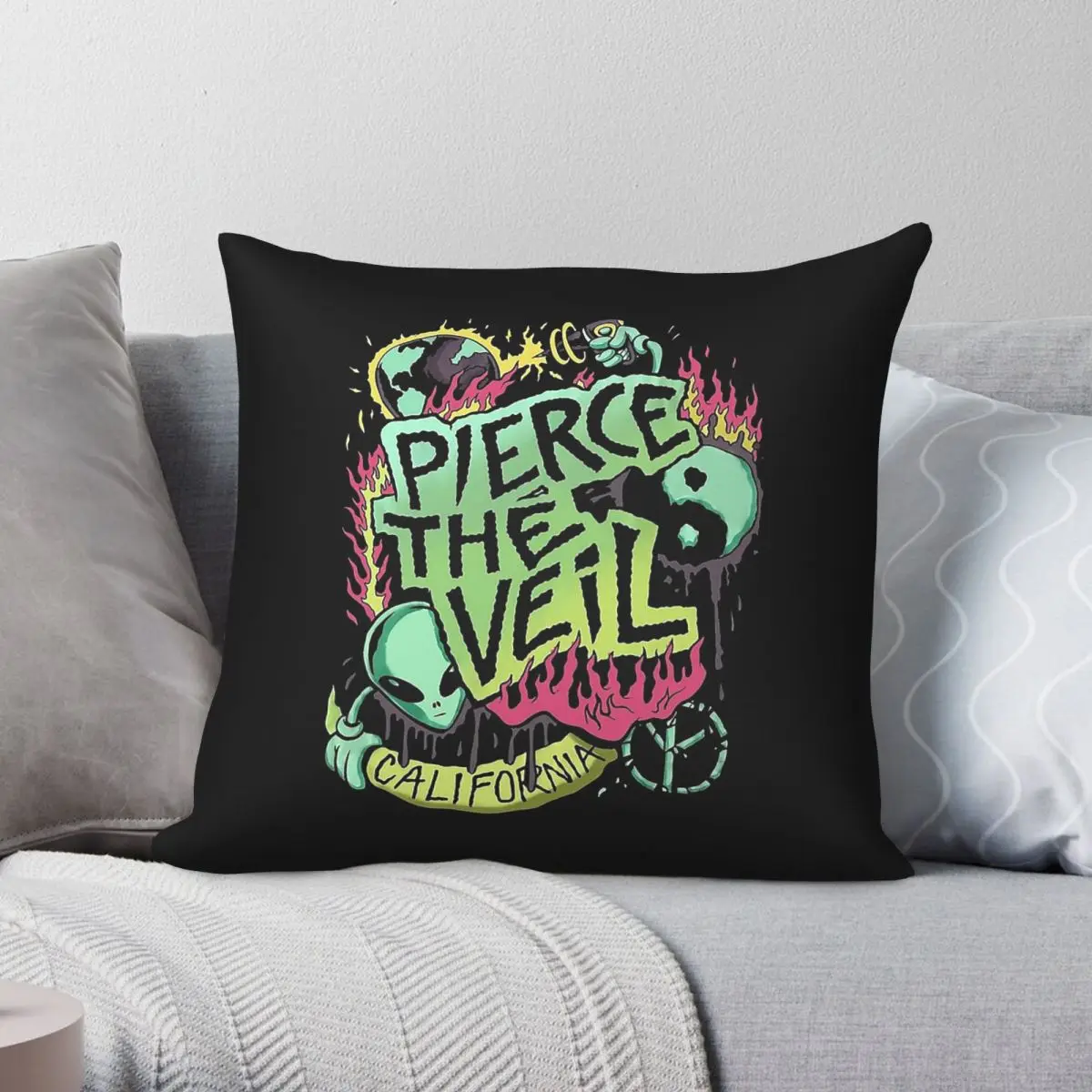 Pierce The Veil Band California Square Pillowcase Polyester Linen Velvet Pattern Zip Decorative Pillow Case Home Cushion Cover