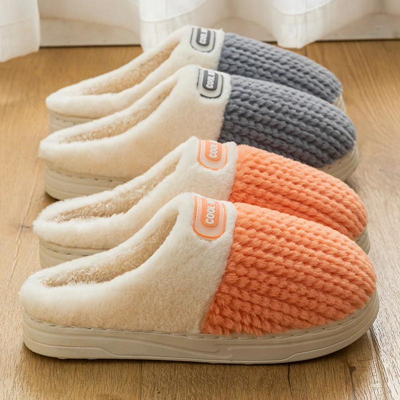 Candy Color Fluffy Indoor Slippers Women Winter 2024 Thicken Warm Long Plush Couple Home Slippers Thick Platform Bedroom Slides