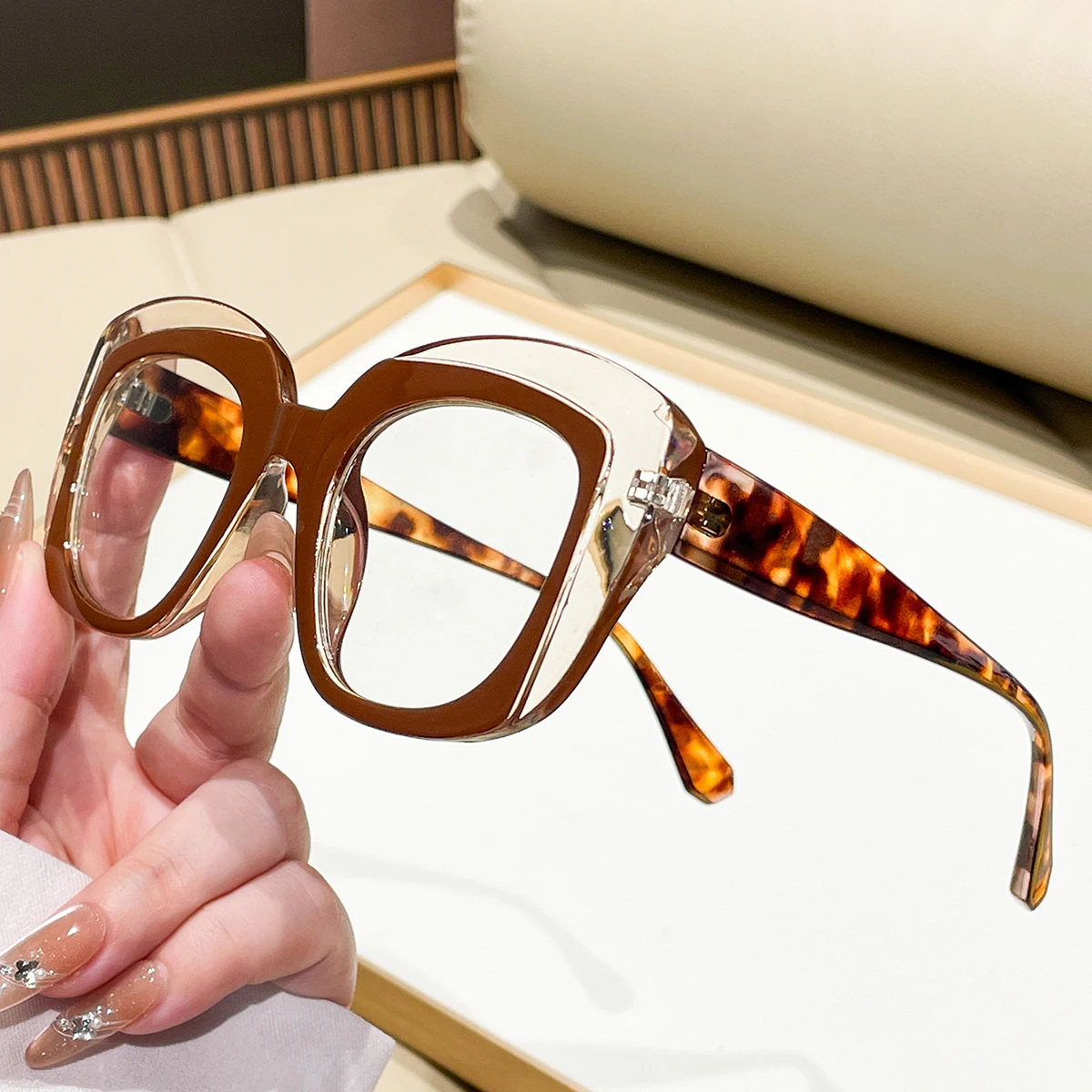 New Style Personalized Patchwork Fashion Trendy Flat Glasses Casual Versatile Daily Decoration Photo Shoot